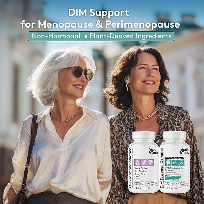Youth & Tonic DIM Supplement for Women – Estrogen Metabolism & Hormonal Support – Menopause, Perimenopause & Premenopausal Bundle, 90 Capsules