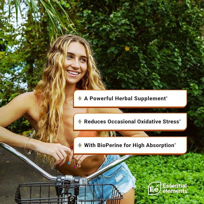 Essential Elements Turmeric Curcumin - Joint, Heart & Brain Support - with BioPerine for Optimal Absorption 1950 mg - 90 Count - 30 Servings
