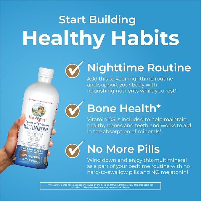 MaryRuth's Liquid Nighttime Multimineral (Coconut, 32oz) & Women's Multivitamin + Hair Growth Liposomal (Peach) | Clean Label Project Verified® | Vegan | Beauty, Bedtime Routine, & Overall Health