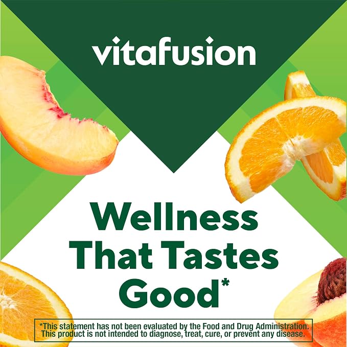 Vitafusion GLP1 Gummy Supplement | 90 Sugar Free Gummies | Vitamin & Mineral Blend with Fiber, D3, B12, and Folate | for Women & Men | Tropical Peach Flavor | Gluten Free Formula