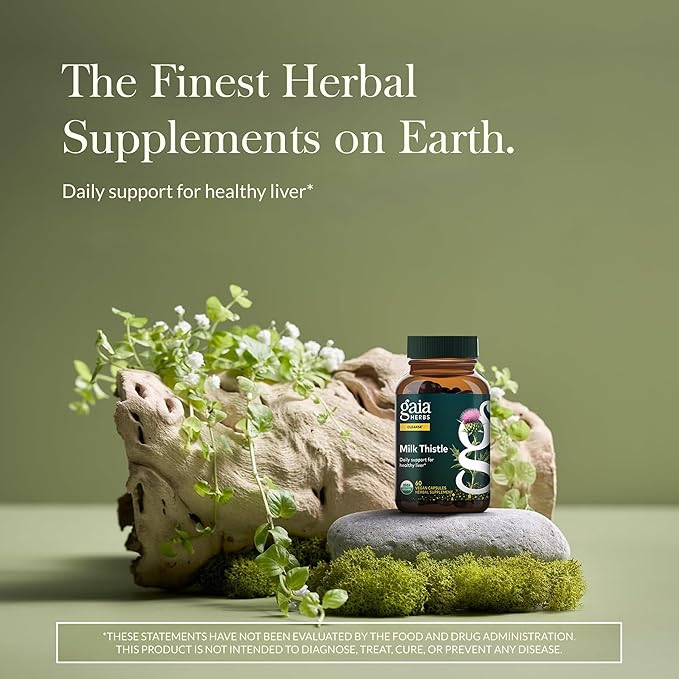 Gaia Herbs Milk Thistle - Liver Supplement & Cleanse Support for Helping to Maintain Healthy Liver Function* - 60 Vegan Capsules (20 Servings)