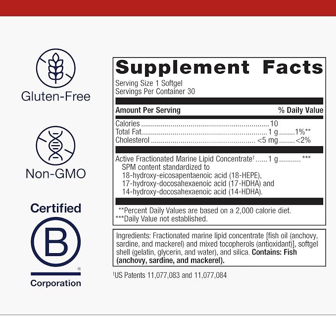 Metagenics SPM Active One Daily Supplement - Next Generation Omega Fish Oil with Pro Resolving Mediators for Joint Soreness & Soothing Relief* - Sustainably Sourced - Gluten-Free - 30 Softgels