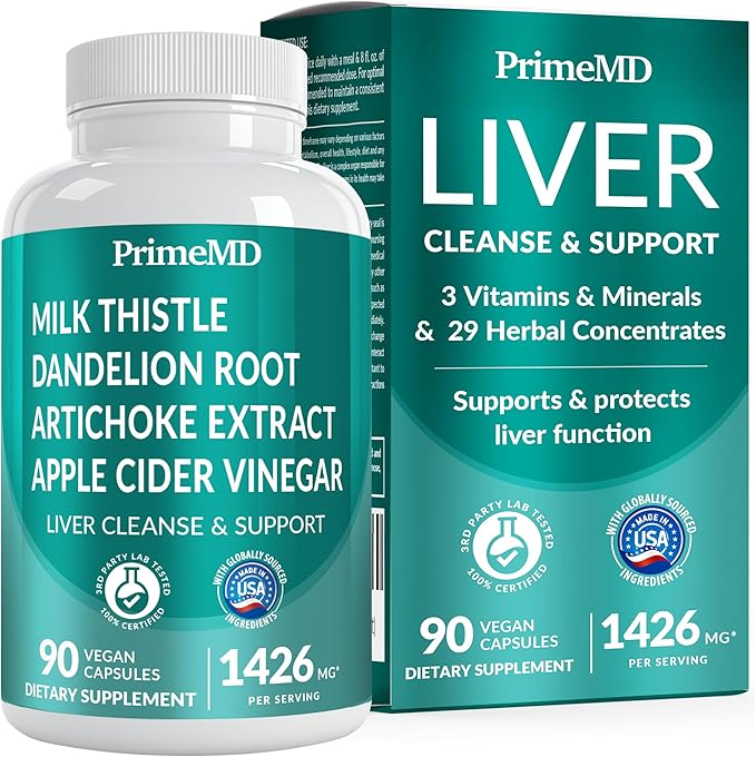 32-in-1 Liver Support with Milk Thistle Supplement – Liver Detox with Silymarin, Artichoke Extract & Beetroot Powder – Comprehensive Wellness Formula for Liver Cleanse – 1426mg (90 count) (Pack of 1)