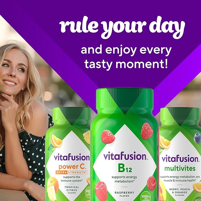Vitafusion B12 Gummy Vitamins, Delicious Raspberry Flavor, 60ct (30 Day Supply)