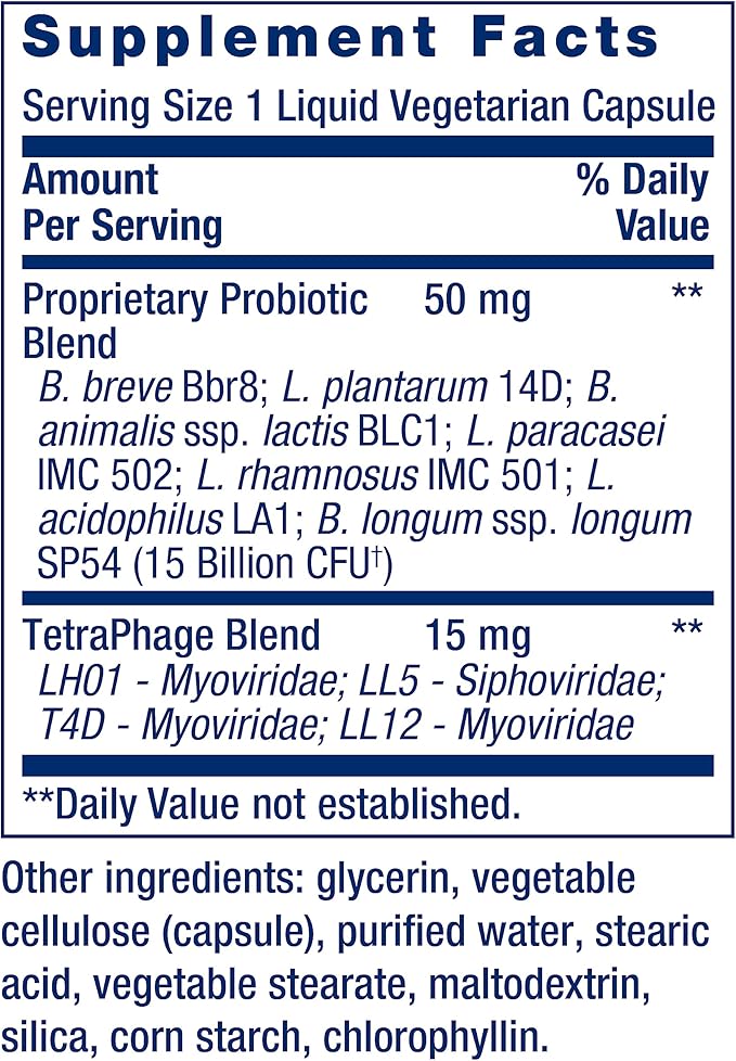 Life Extension FLORASSIST GI with Phage Technology, Digestive Health, probiotic Support, Nutrient Absorption, 7 probiotic strains, bacteriophage Blend, 90 Liquid Vegetarian Capsules