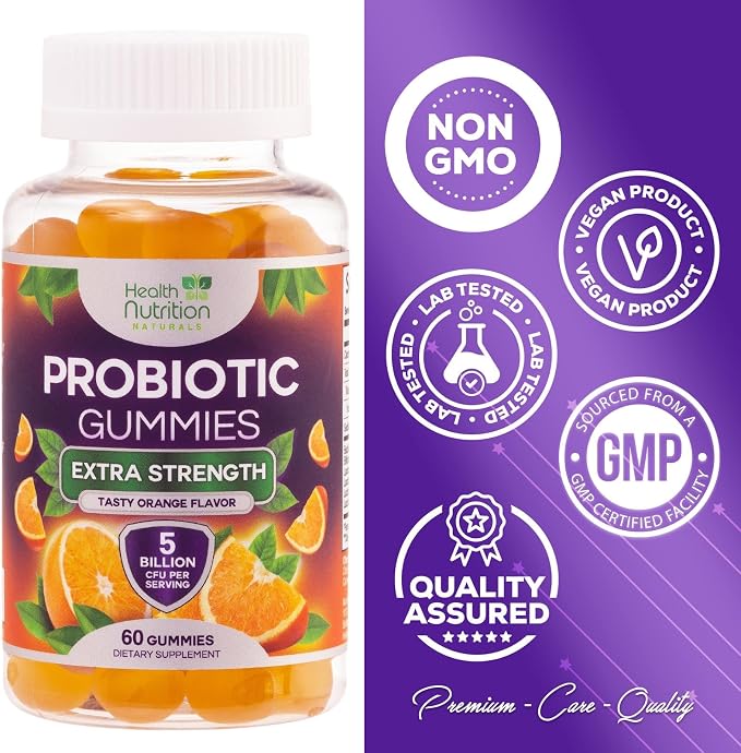 Probiotic Gummies - Advanced Multi-Strain Probiotic Formula - Gut & Digestive Health Support Gummy - Bacillus Coagulans 5 Billion CFU Per Serving, Daily Acidophilus Probiotics Supplement - 60 Gummies