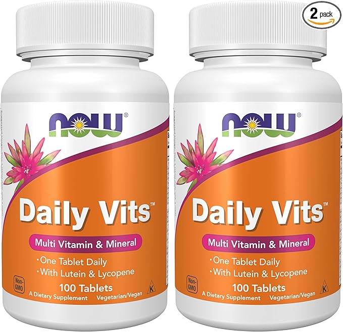 NOW Supplements, Daily Vits™, One Tablet Daily with Lutein & Lycopene, 100 Tablets (Pack of 2)