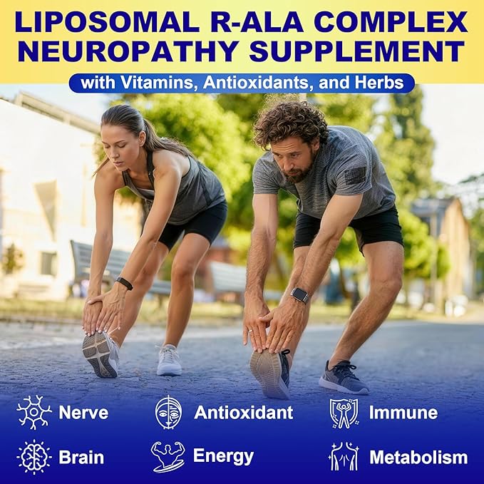 1400MG R Alpha Lipoic Acid, 28-in-1 Stabilized ALA Supplements, Neuropathy Supplements with L-Carnitine, NAC & B-Complex, R-ALA Supplement Antioxidant for Nerve, Brain, Energy丨Vegan, 240 Capsules