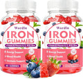 Iron Gummies for Women, Men & Kids, Vegan Iron Supplement with Vitamin C, B12, Folate for Energy Support & Immune Health, Sugar Free, 60 Gummies (Pack of 2)