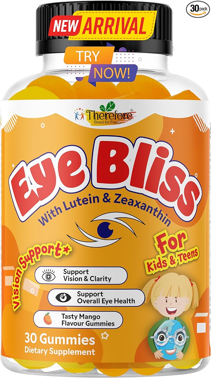 Therefore Eye Health Gummies for Kids & Teens – Lutein Zeaxanthin Vision Support Supplement – Vegan, Non-GMO – 30 Gummies