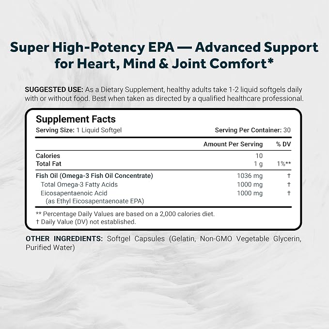 Naturalis Triple Strength UltraEPA™ EPA 1000mg | Pharmaceutical Grade High Purity 99% Omega-3 with 96.5% EPA Burpless Fish Oil | IFOS Certified, Sustainably Sourced, Non-GMO | Pack of 10