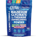 Magnesium Glycinate Powder Supplement + L Theanine Ashwagandha Glycine Apigenin Lemon Balm GABA 5HTP Pink Salt Potassium L Tryptophan Calcium | Powdered Sleep Aid Calm Trace Minerals Vitamin