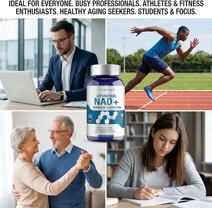 Liposomal NAD+ Supplement 750mg - 120 Capsules NMN Alternative Superior Absorption & Bioavailability -True Nicotinamide Adenine Dinucleotide for Cellular Energy, DNA Repair Support & Healthy Aging