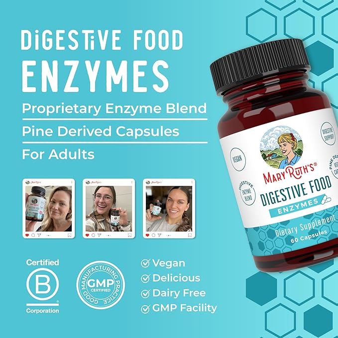 MaryRuth Organics Digestive Enzymes | Up to 2 Month Supply | Vegan Digestive Health Aid and Gut Health Enzyme Complex | Over 12 Enzymes | Vitamins B6 & B12