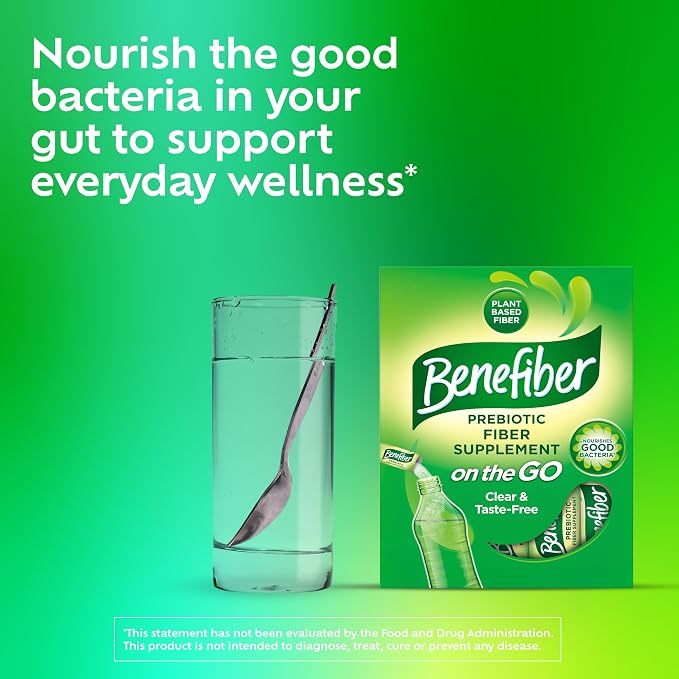 Benefiber On The Go Prebiotic Fiber Supplement Powder for Digestive Health, Daily Fiber, Unflavored - 28 Sticks (3.92 Ounces)