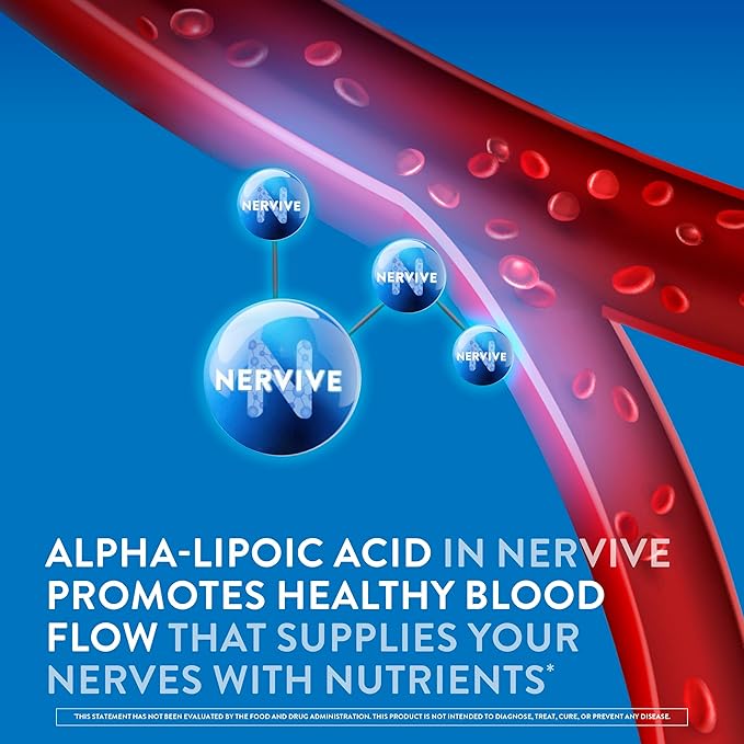 Nervive Nerve Health, Alpha Lipoic Acid, Fortify Nerve Health, Healthy Nerve Function, Healthy Blood Circulation, Supplement, Tablet, 30 Tablets
