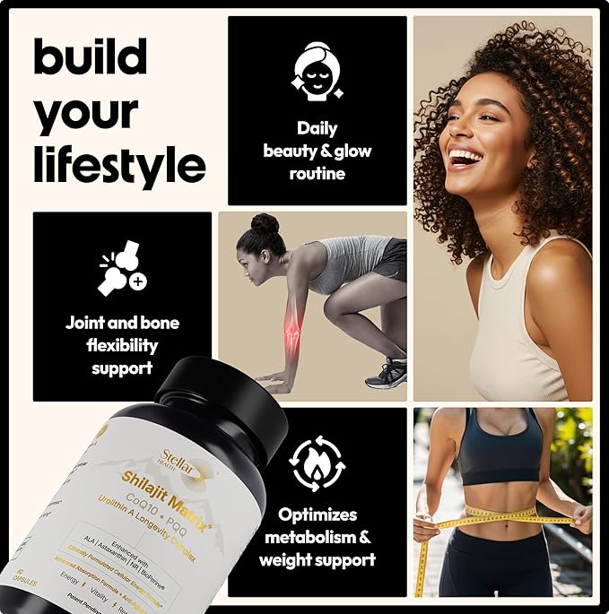 Clinical Mitochondrial Complex - Shilajit 5787mg Extract Equivalent NAD+ Boost - Ubiquinol CoQ10, Urolithin A, NR, PQQ, ALA, Astaxanthin - Energy, Focus, Strength - 60 Vegan Capsules