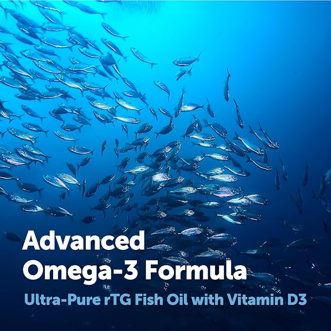 Micro Ingredients Supreme Omega-3 Fish Oil w/Ultra High EPA & DHA, Burpless Softgels | rTG Omega-3 with Vitamin D3 | Wild-Caught Cold Deep-Sea Fish | Lemon Flavor, Easy to Swallow, 120ct