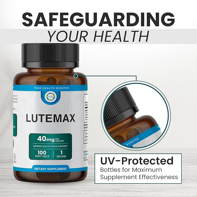 Lutemax 40 mg 100 days supply Eye Supplement - Supports Macular Health, Vision Clarity, Heart Health, Protects Eyes from Blue Light & Photons, Antioxidant Protection, GMP Certified 60 Softgel.
