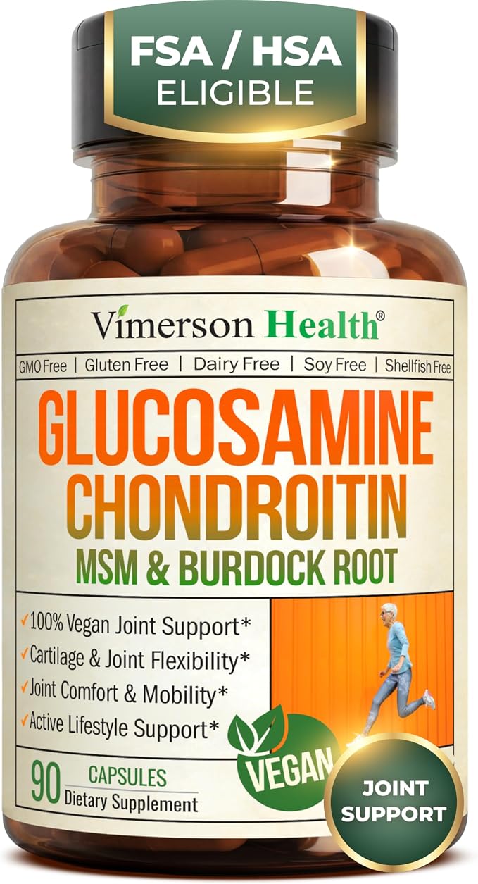 Glucosamine Chondroitin MSM – Joint Support Supplement for Women and Men with Glucosamine Sulfate 1500 mg, Chondroitin and MSM – for Cartilage, Joint Health and Flexibility – 90 Capsules, Vegan