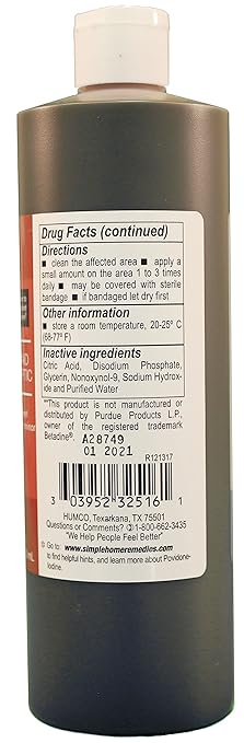 Humco 232516001 Povidone Iodine 10% Topical Solution, 16oz