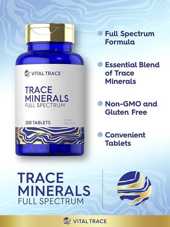 Carlyle Trace Minerals | 200 Tablets | Full Spectrum Supplement | Non-GMO & Gluten Free Complex | by Vital Trace