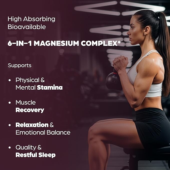 Complete Magnesium Complex 500mg for Women & Men | 120 Capsules | 6 in 1 Mag Supplement with Zinc | Quality Sleep & Muscle Health | Glycinate, Citrate, Malate, Oxide, Aspartate, Lysinate Glycinate
