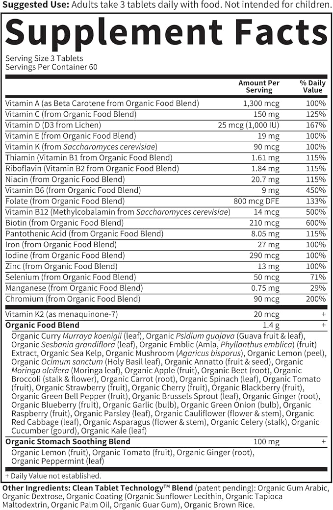 Garden of Life Organics Prenatal Multivitamin with Folate, B6, B12, D3 & Iron – Prenatal Vitamins for Women with Energy Metabolism Support for Healthy Fetal Development, Non-GMO, Vegan, 60 Servings