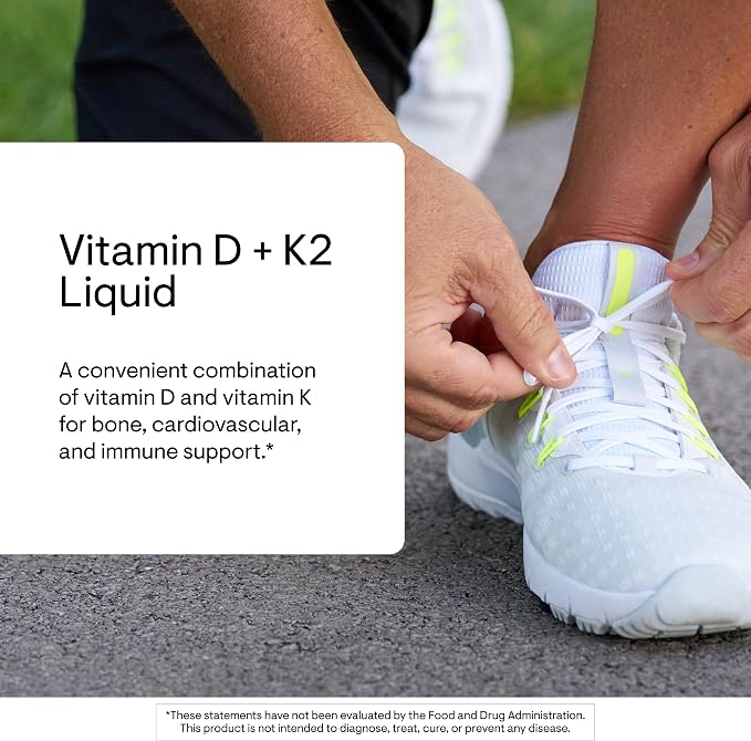 THORNE - Vitamin D + K2 Liquid with a Metered Dispenser - Vitamins D3 & K2 to Support Healthy Bones & Muscles* - 1 Fl Oz (30 ml) - 600 Servings