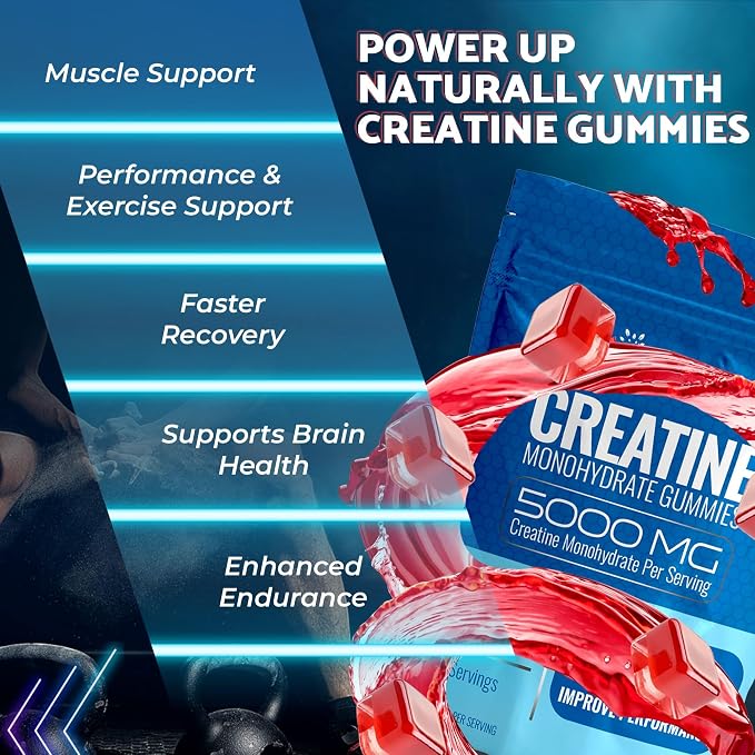 WELLNESS LABSRX Creatine Gummies 5000mg, 30 Servings Creatine Monohydrate Gummies, Strawberry Flavor Creatine for Men - Pack of 2
