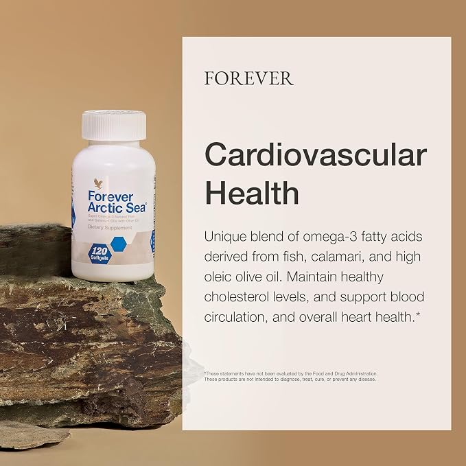 Forever Living - Arctic Sea Omega-3 - Supplement, EPA and DHA Fatty Acid Blend, Supports Heart, Brain, and Eye Health, Gluten-Free, 120 Softgels