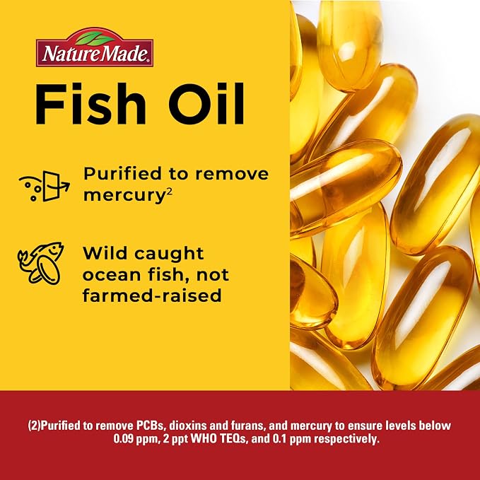 Nature Made Extra Strength Omega 3 Fish Oil Supplements, 2800mg, Fish Oil Omega 3 Supplements as Ethyl Esters for Healthy Heart, Brain, Eyes, Mood Support, 60 Softgels, 30 Day Supply