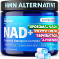 NAD+ Supplement - NMN Alternative with Liposomal NAD+, Trans Resveratrol, Manganese, Apigenin Plus Pterostilbene for Women and Men, Anti Aging Support