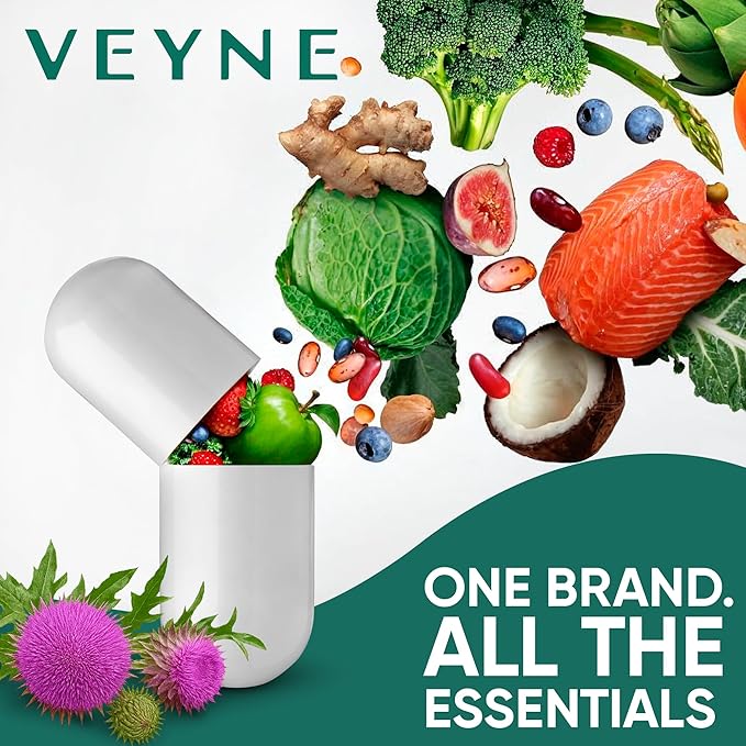 VEYNE Milk Thistle Supplement 80% Silymarin (240mg Active) with Dandelion Root Extract 10:1 & Burdock Root 20:1 – Liver Support Supplement for Daily Wellness – 60 Capsules (30 Day Supply)