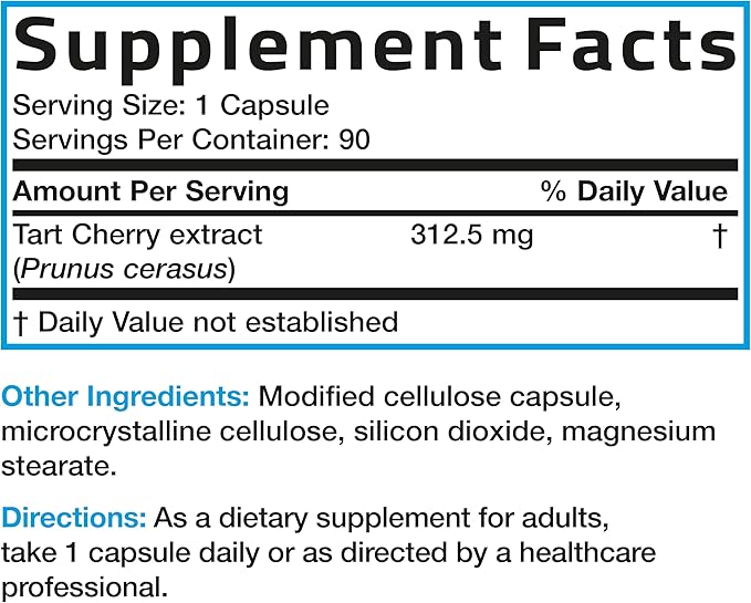 Bronson Tart Cherry Extract 2500 mg Premium Non-GMO Formula Packed with Antioxidants and Flavonoids, 90 Vegetarian Capsules