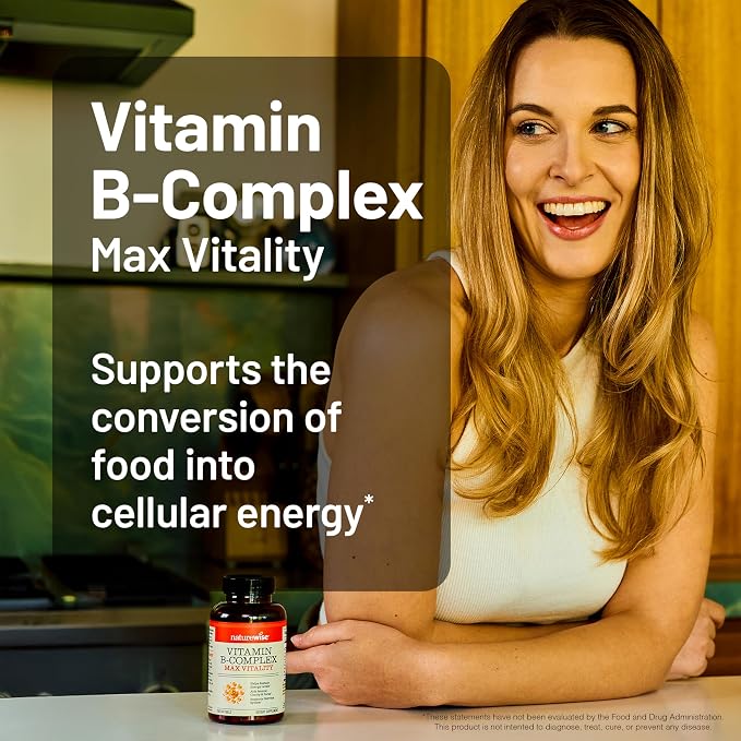 NatureWise Vitamin B Complex for Women and Men - with Folic Acid Biotin B1 B2 B3 B6 B12 - Support Cellular Energy & Mental Clarity - Gluten & Dairy Free, Non-GMO - 60 Softgels[2-Month Supply]