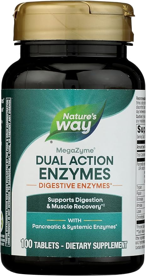 Nature's Way Mega-Zyme, Pancreatic & Systemic Enzymes*, Relieves Occasional Muscle Soreness Due to Overexertion and Exercise,* Digestive Support*, 100 Tablets (Packaging May Vary)