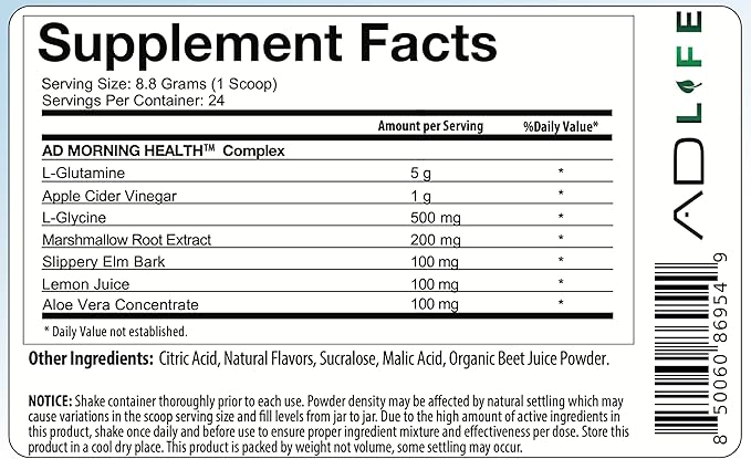 Project AD Life Good Morning Detox and Performance Drink, Naturally Flavored and Formulated with L-GLutamine, Apple Cider Vinegar, and Aloe Vera (Strawberry Banana)