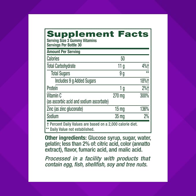 Vitafusion Power Zinc Gummy Vitamins, Strawberry Tangerine Flavored Immune Support (1), 90 Count