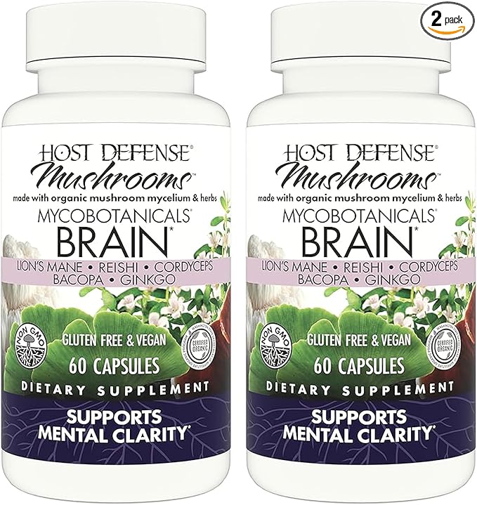 Host Defense MycoBotanicals Brain Capsules, 120 ct (Pack of Two 60 ct Units)