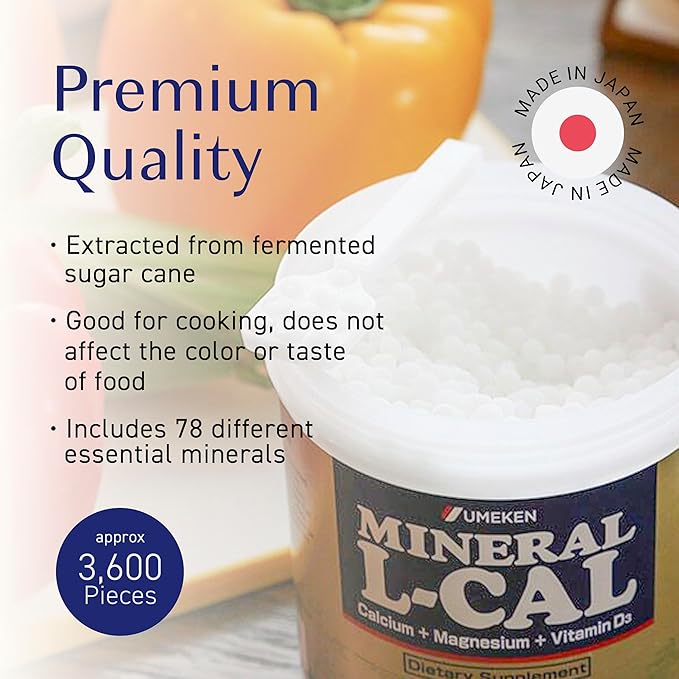 Mineral L-Cal Calcium with Vitamin D3, 12 Month Supply, Water Soluble Ball Format with Magnesium & Minerals, Fast Absorbing Calcium Magnesium D3 Supplement, 3,600 Balls per Bottle, 360g, Pack of 2