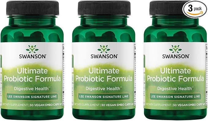 Swanson Ultimate Probiotic Formula Digestive Health Immune System Support 66 Billion CFU Prebiotic NutraFlora scFOS 30 DRcaps Veggie Capsules (Caps) (3 Pack)
