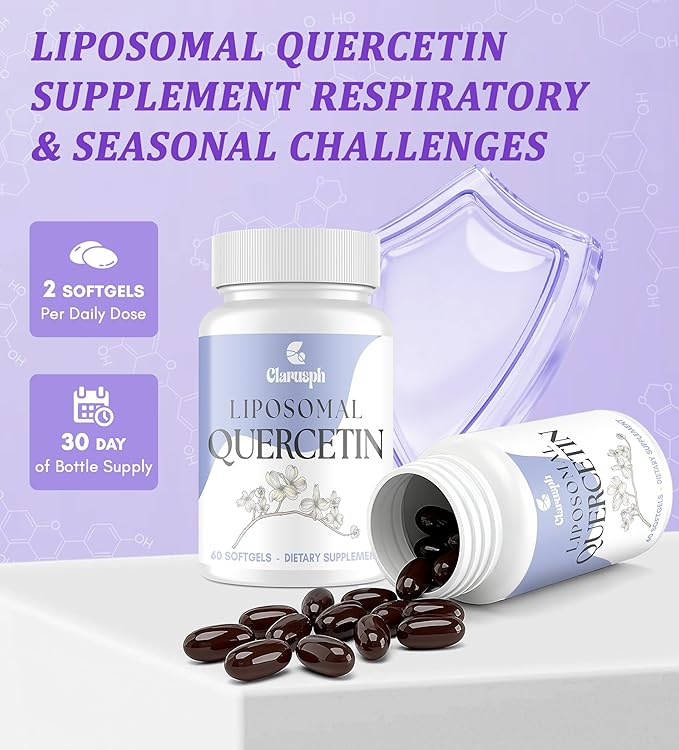 Quercetin with Bromelain | Liposomal Quercetin Supplements with Higher Absorption for Respiratory & Immunity* | Quercitin 1000mg with Vitamin C & Zinc, 60 Softgels (30 Day Supply)