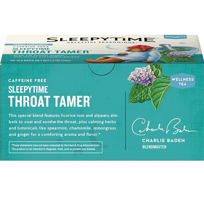 Celestial Seasonings Wellness Tea, Sleepytime Throat Tamer, 20 Count Box (Pack of 2)