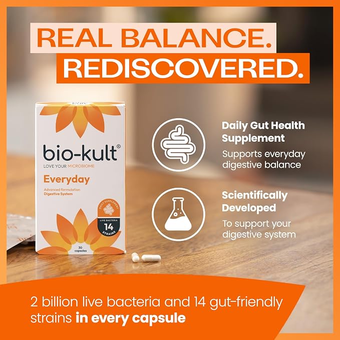 Bio-Kult Everyday Probiotics | 14 Strains | Adult Probiotic Supplement | Non-GMO, Gluten-Free | 120 Capsules