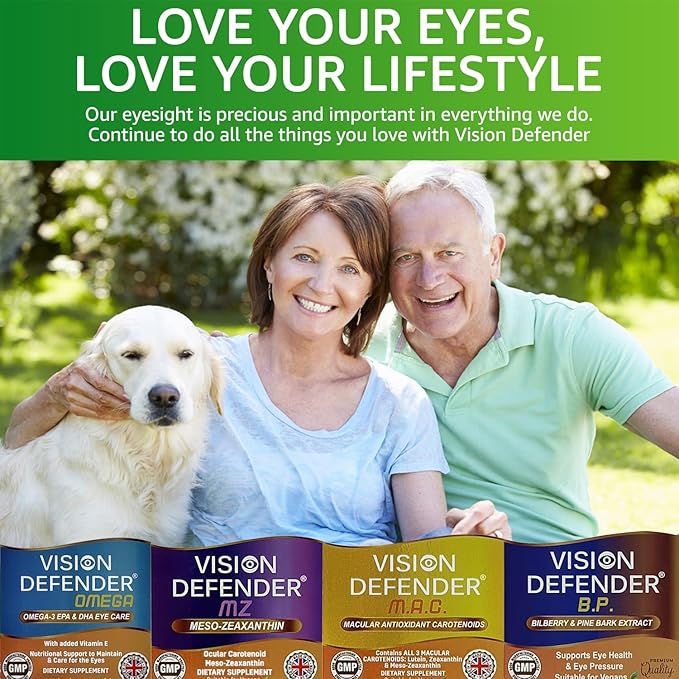 Vision Defender AMD AREDS2 Eye Vitamins – Exact AREDS 2 Formula with Lutein & Zeaxanthin, Vitamins C & E, Zinc 25 mg & Copper – Once Daily Vegan Eye Health Supplement, 90 Tablets