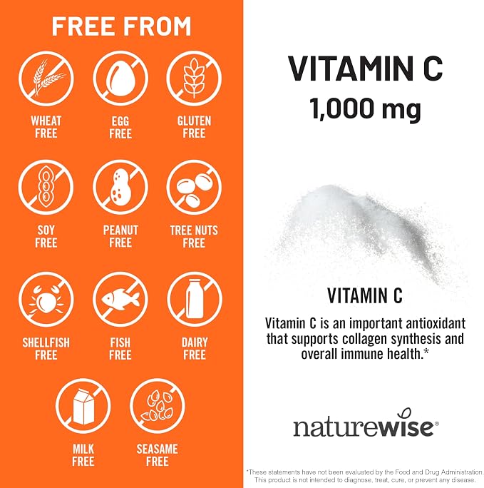 NatureWise Vitamin C 1000mg Capsules - Extra Strength Vegan Vitamin C for Daily Antioxidant & Immune Support - Non-GMO, USA Manufactured - 360 Capsules[360-Day Supply]