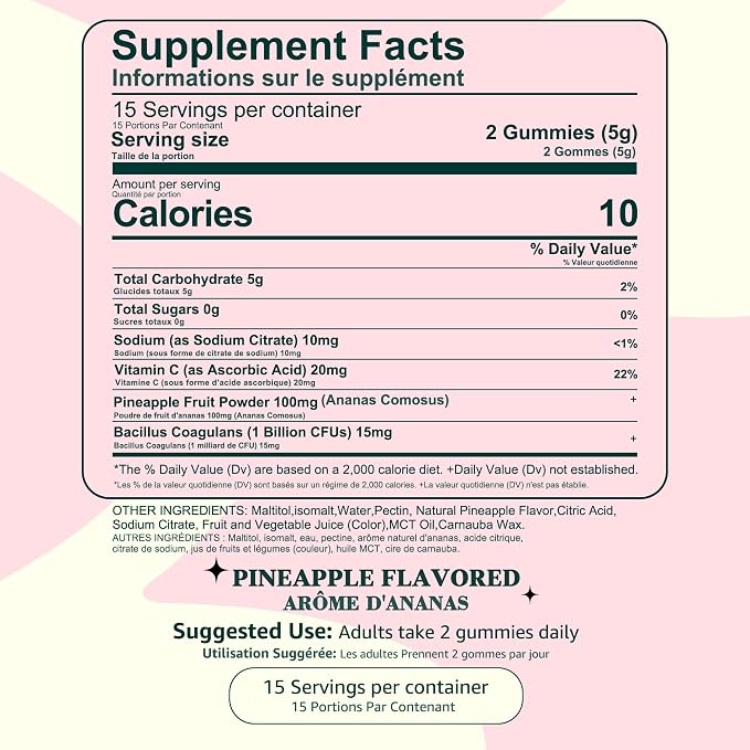 Premium Feminine Balance Gummies for Women - Pineapple Gummies for Women PH Balance Vaginal Probiotics for Women's Health & Wellness, Vegan, Gluten-Free, Immune Support, 30 Counts