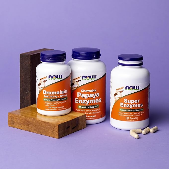 NOW Foods Supplements, Super Enzymes, Formulated with Bromelain, Ox Bile, Pancreatin and Papain,180 Capsules