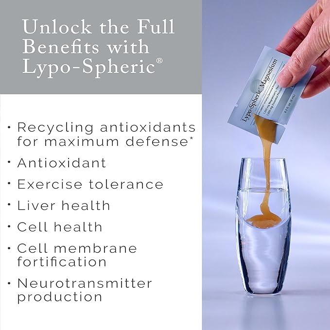LivOn Laboratories Lypo-Spheric Magnesium L-Threonate - 30 Packets - 77mg Per Packet - Liposome Encapsulated for Maximum Bioavailability - Professionally Formulated - 100% Non-GMO